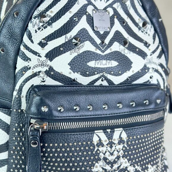 MCM Black and White Leather Backpack main image 8